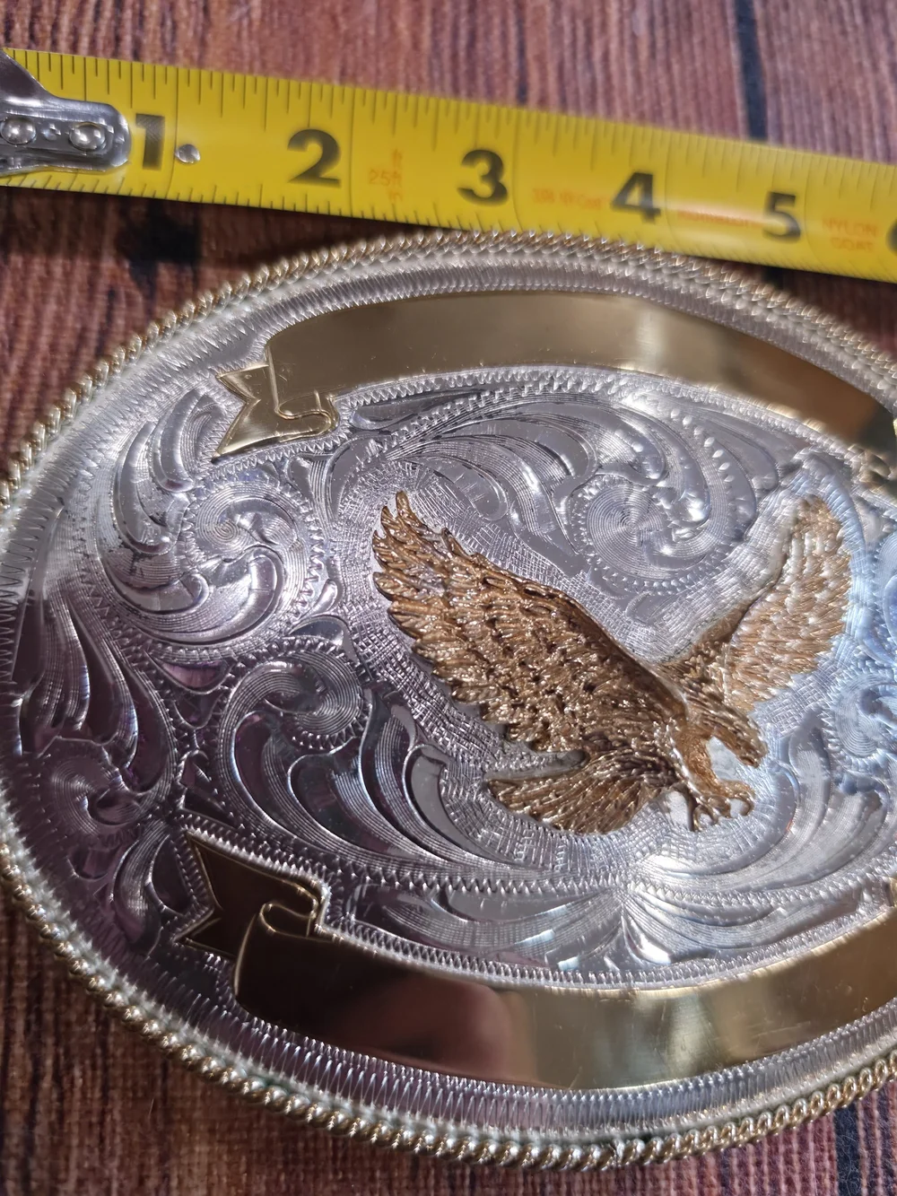 Justin Boots Gold and Silver Eagle Belt Buckle - Western